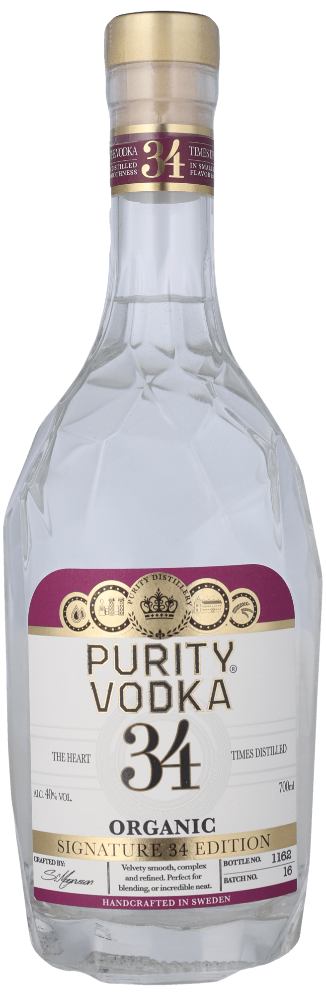 PURITY VODKA 34 40% ØKO Vodka