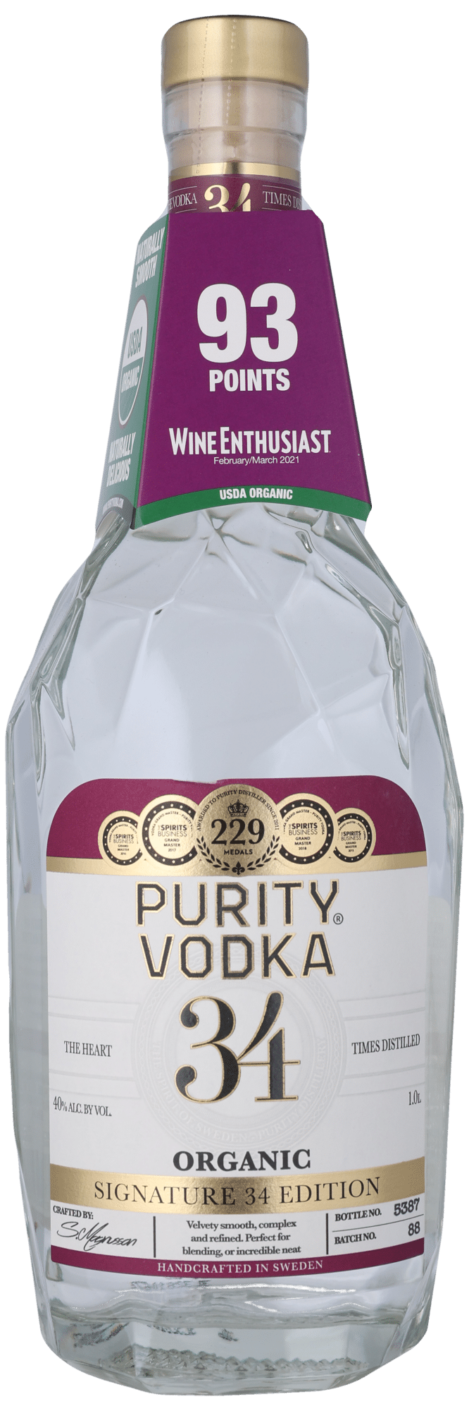 PURITY VODKA 34 40% ØKO Vodka