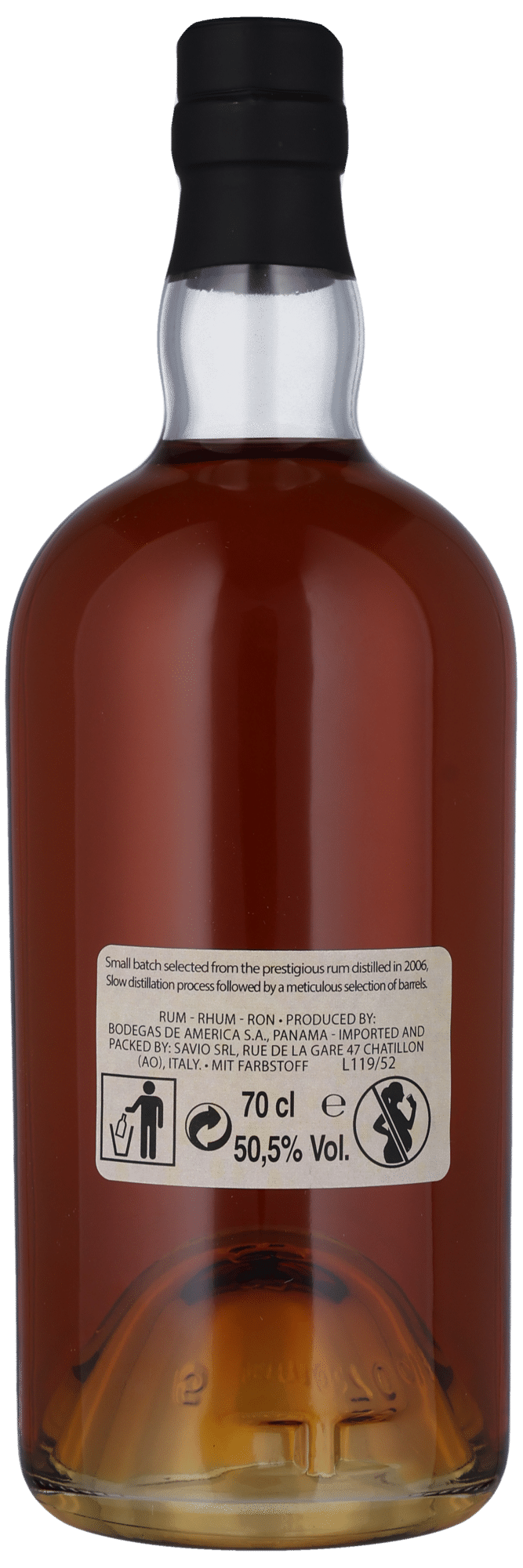 MALECON DRY RAREPROOF 13YO BACK LABEL 50,5% No Giftbox, Savio s.r.l. Rum NO GIFTBOX