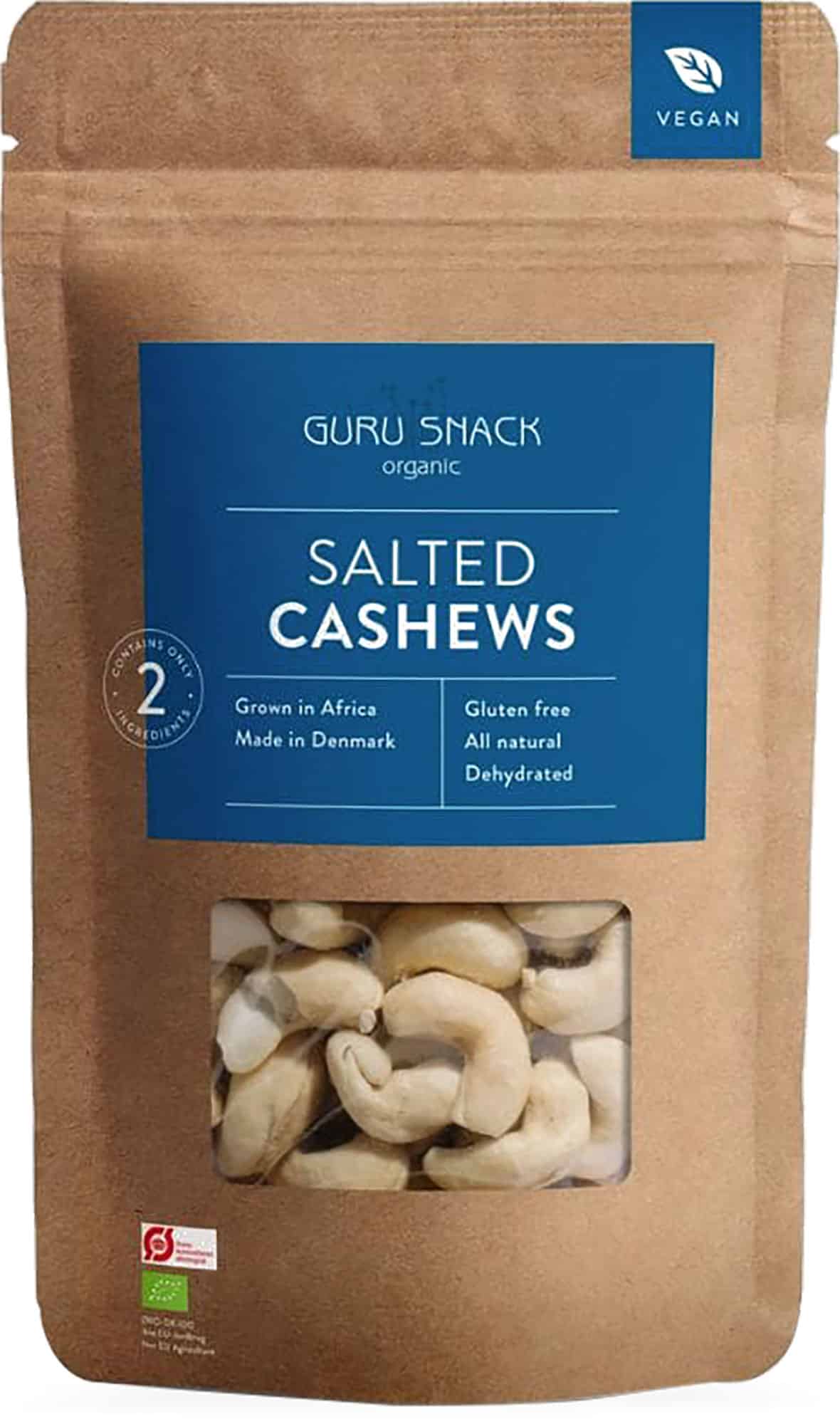 SALTED CASHEWS, GURU SNACKS, 100G, ØKO, B CORP GS104